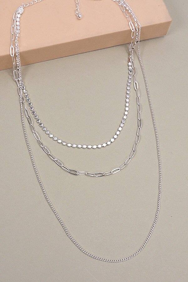 Silver Chain Multi Layer Necklace Jewelry Wall to Wall 