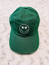 Lucky Smiley Embroidered Cap in Green Hats Stitch Lane 