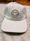 Smiley Embroidered Ball Cap Hats Stitch Lane White 