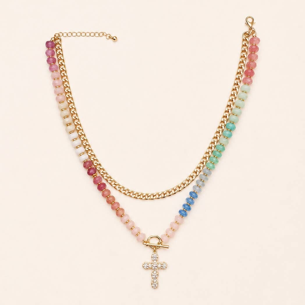 Multi Layer Pendant Resin Beaded Necklaces | 40NK9753: HEART JOSSLYN by wall to wall 