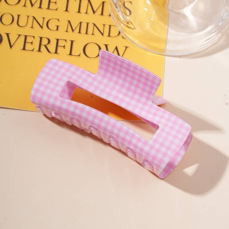 Large Pastel Gingham Hair Claw Clip | 40H1107: BUTTER YELLOW JOSSLYN by wall to wall 
