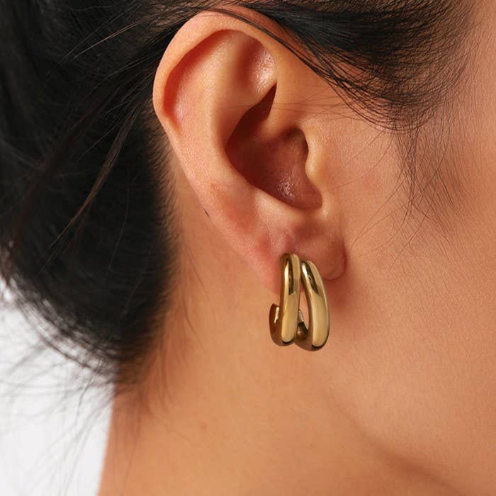 18K STAINLESS STEEL WATERPROOF TARNISH FREE HOOPS | 40E439: GOLD JOSSLYN by wall to wall 