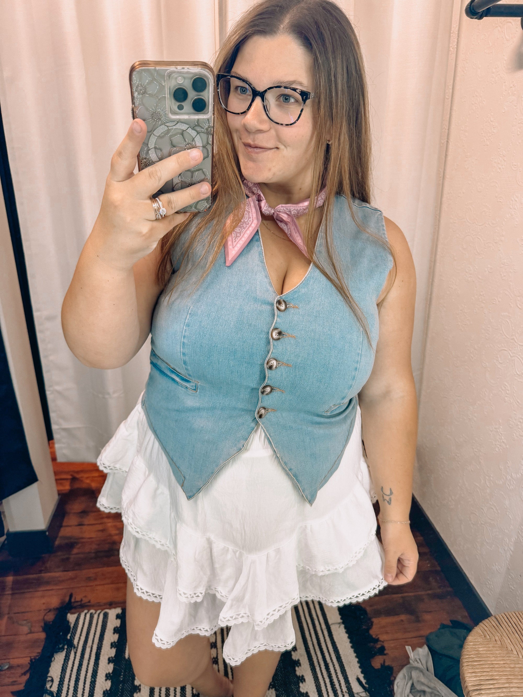 Stretch Light Wash Denim Vest Summer Tanks Anniewear 