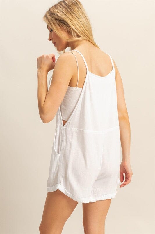 Off White Linen Adjustable Tie Romper Double Hyfve 