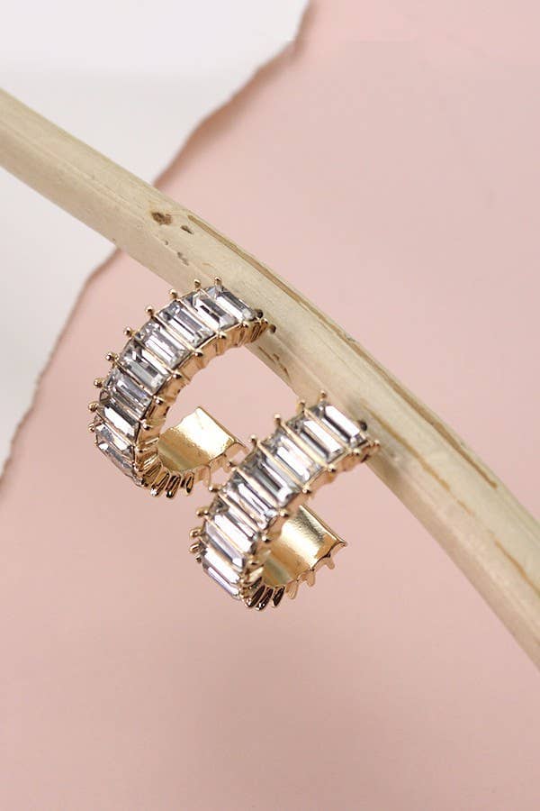 CLASSIC BAGUETTE RHINESTONE HOOP EARRING | 31E23463: GOLD JOSSLYN by wall to wall 