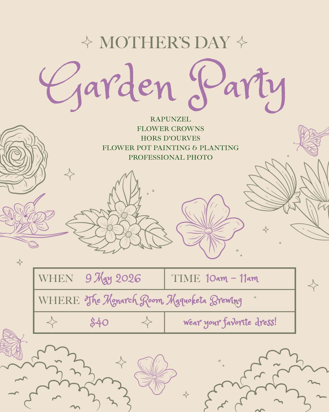 Rapunzel’s Garden Party - Mother’s Day 2026 other The Humming Arrow Boutique 