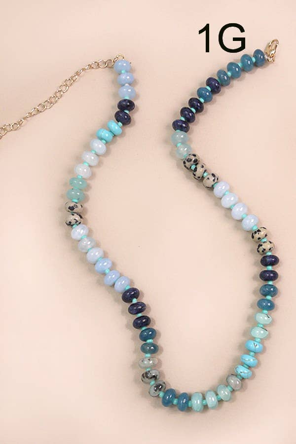 NATURAL AGATE GLASS SEMI PRECIOUS BEAD NECKLACE | 80N896: 1E JOSSLYN by wall to wall 