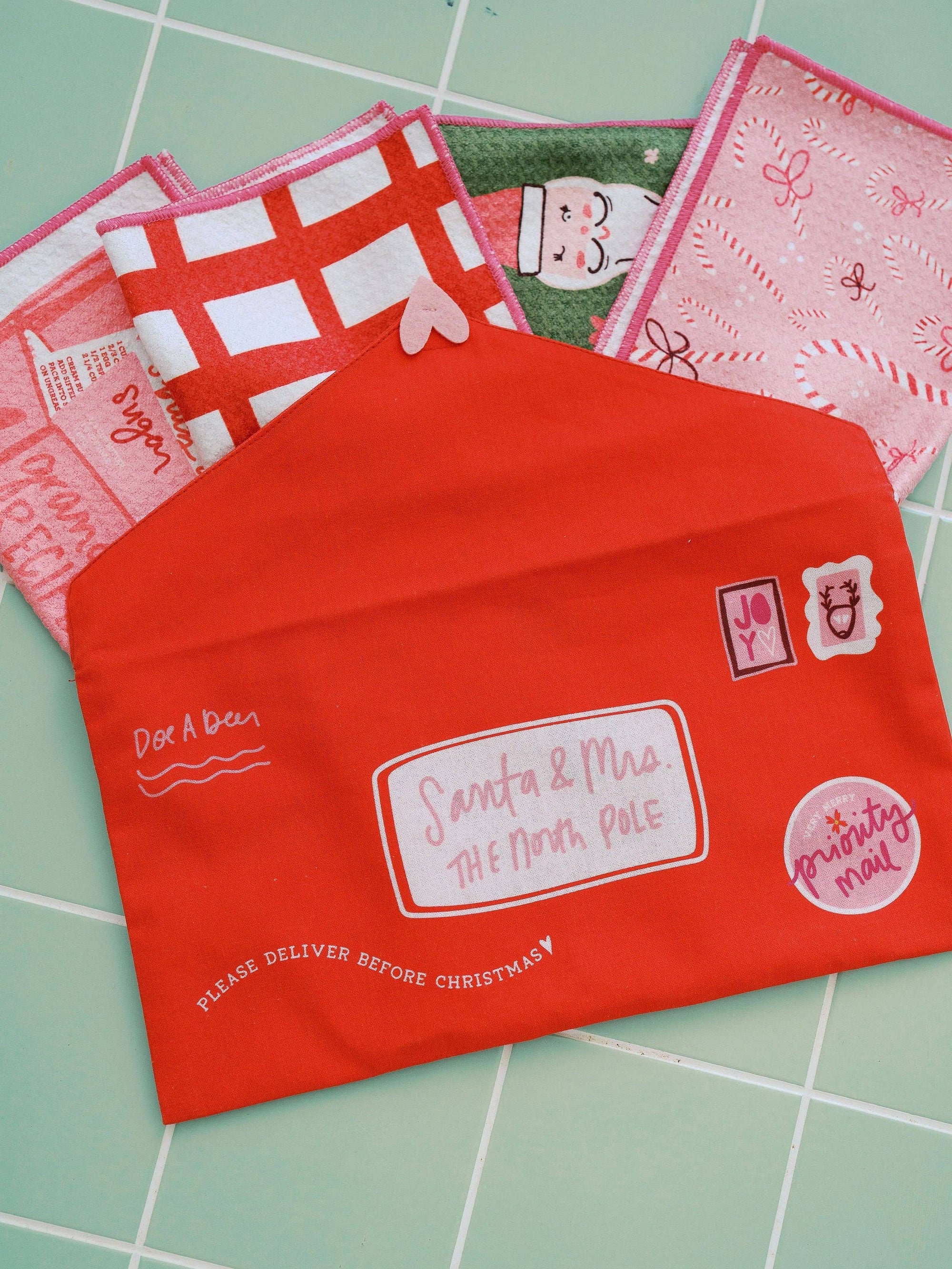 Letters to Santa Waffle Cloths - Set of 4 | Christmas Doe A Deer 