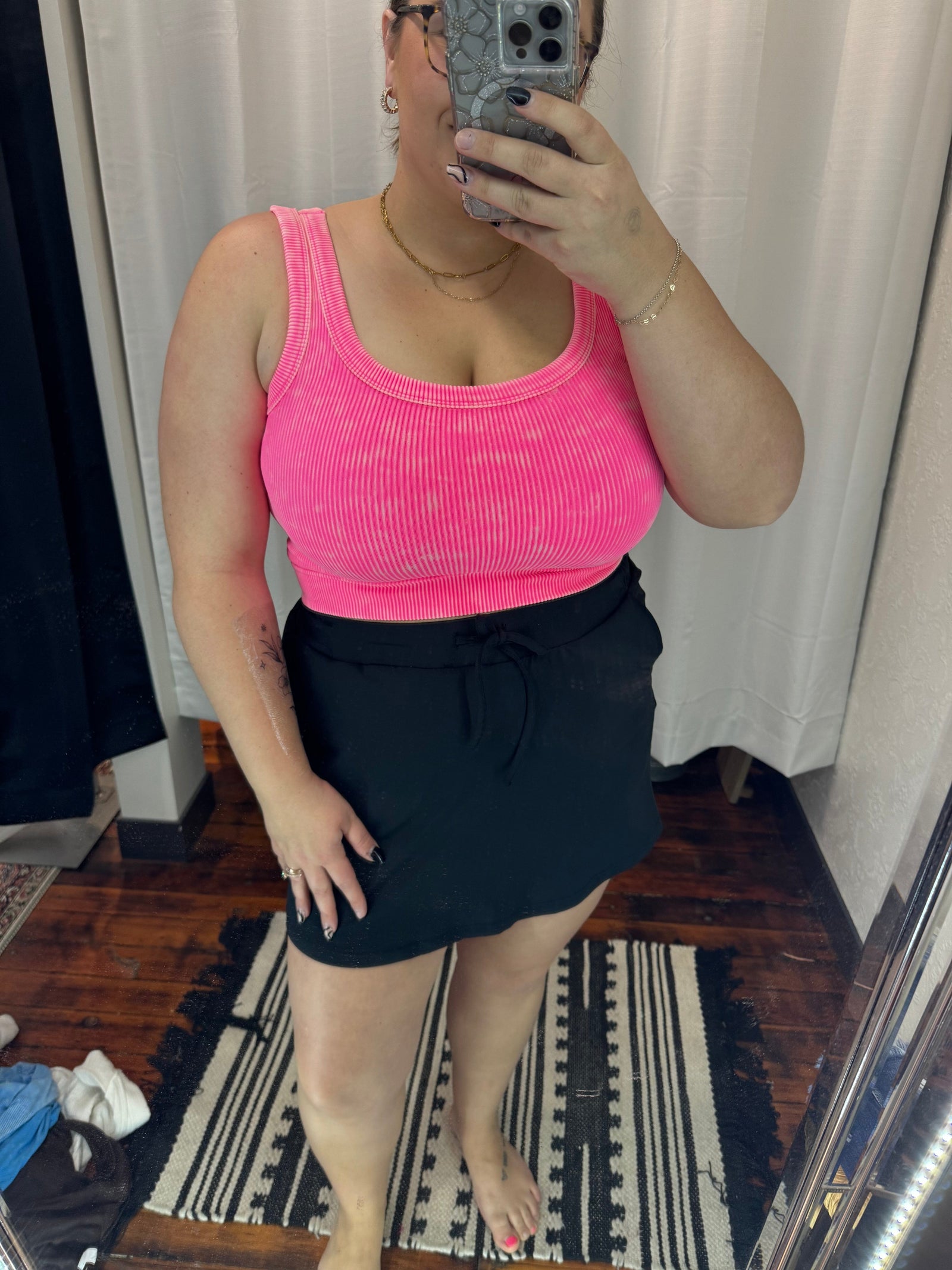 Neon Coral Acid Wash Ribbed Crop Tank Top Summer Tanks Zenana 