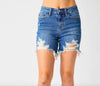 Judy Blue Mid Thigh Destroyed Denim Shorts Shorts The Humming Arrow Boutique 