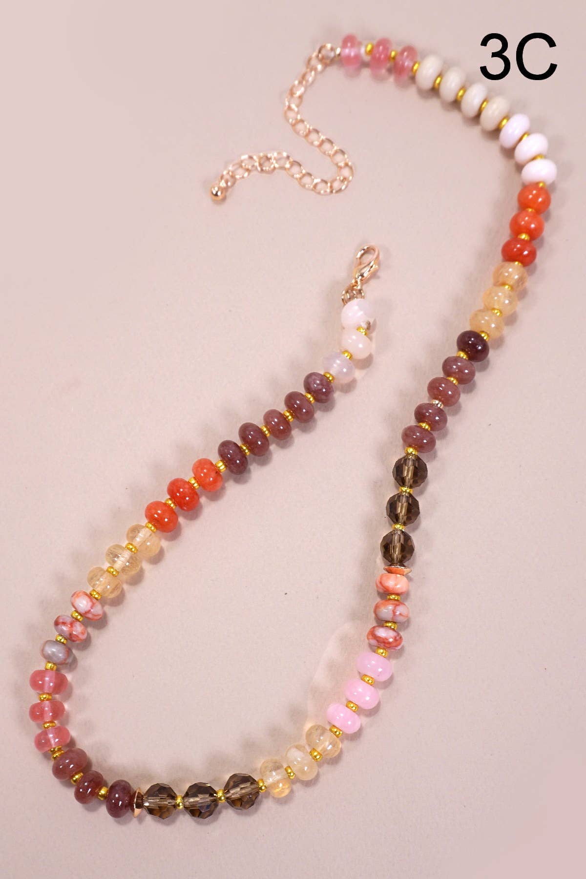 NATURAL AGATE GLASS SEMI PRECIOUS BEAD NECKLACE | 80N896: 1A JOSSLYN by wall to wall 