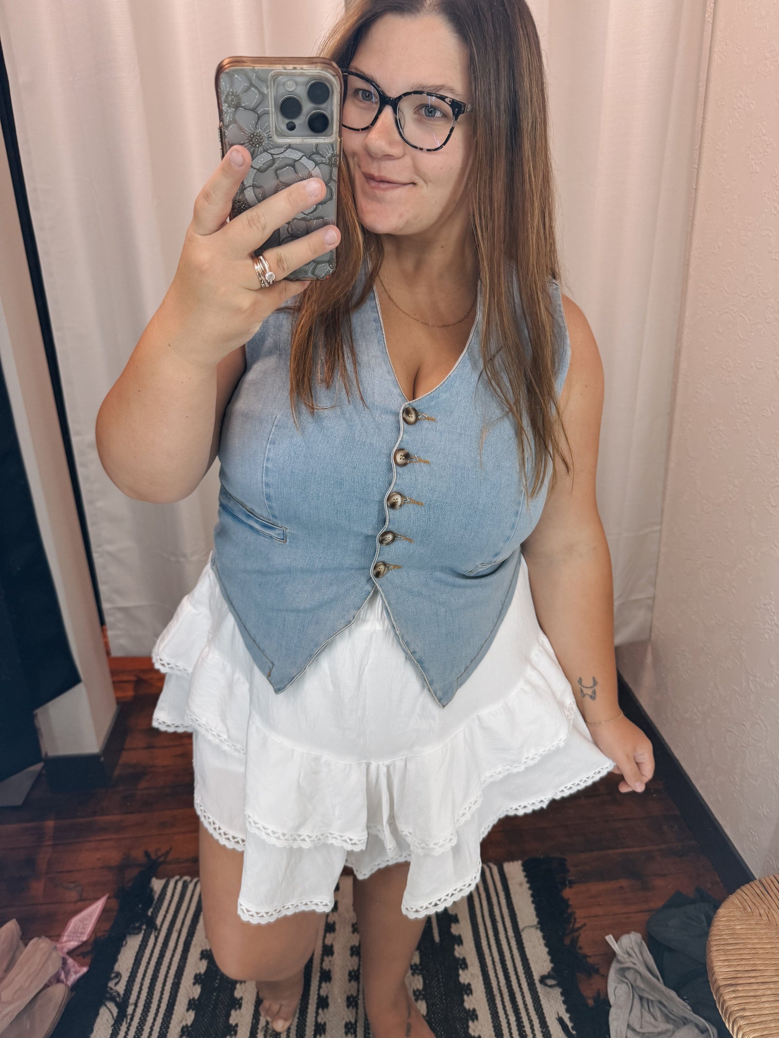 Stretch Light Wash Denim Vest Summer Tanks Anniewear 