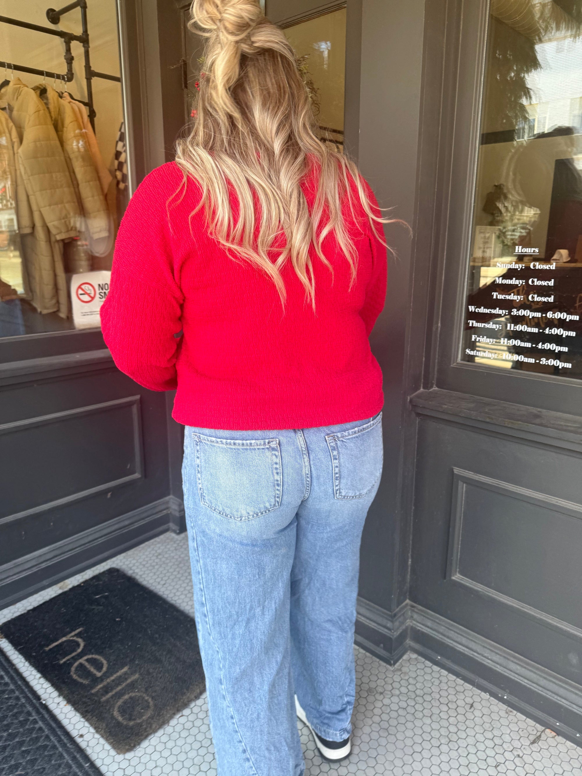 Red Cable Knit Long Sleeve Knit Top Long sleeve heimish 