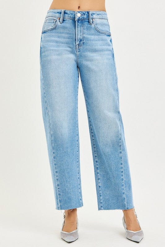 Risen Light Wash Slouchy Cropped Barrel Jeans up to Plus Bottoms Risen 