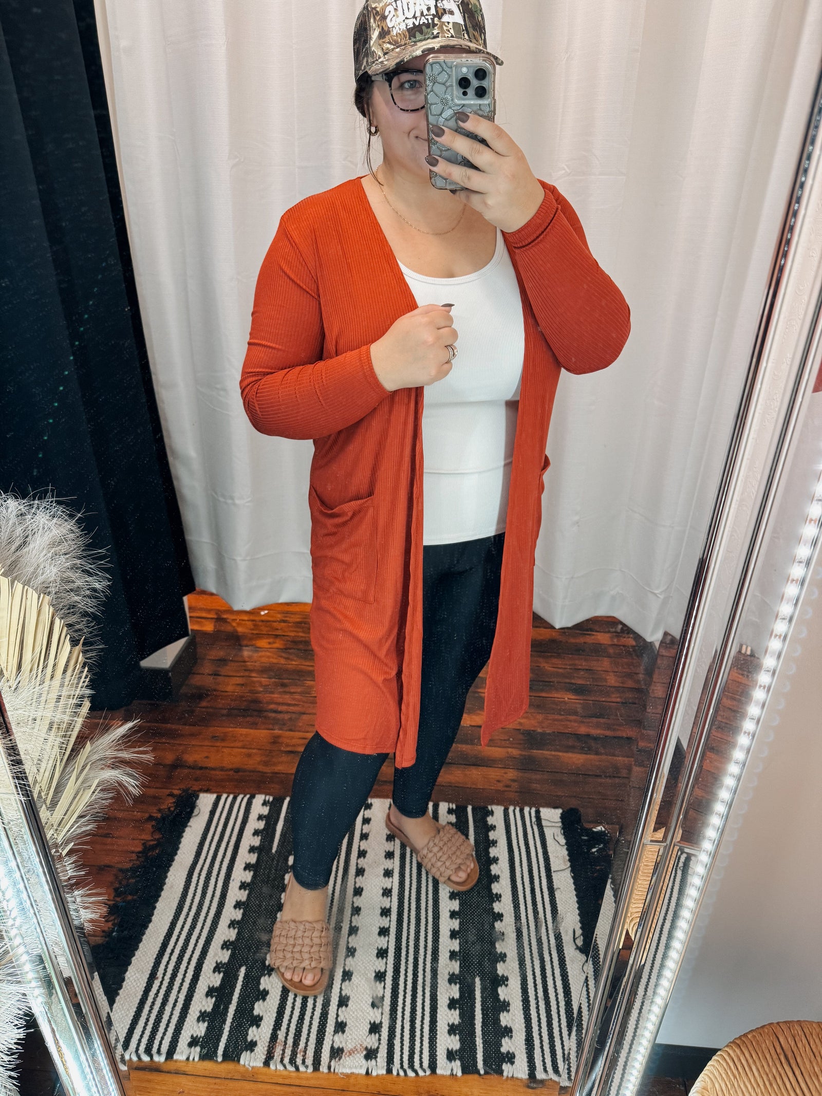 Rust Long Sleeve Open Cardigan Cardigan Blakely 