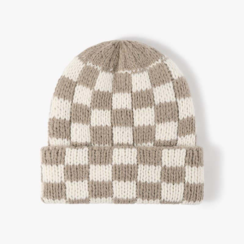 CHECKER SOFT PLUSH BEANIE HAT | 40BN917: Green JOSSLYN by wall to wall 