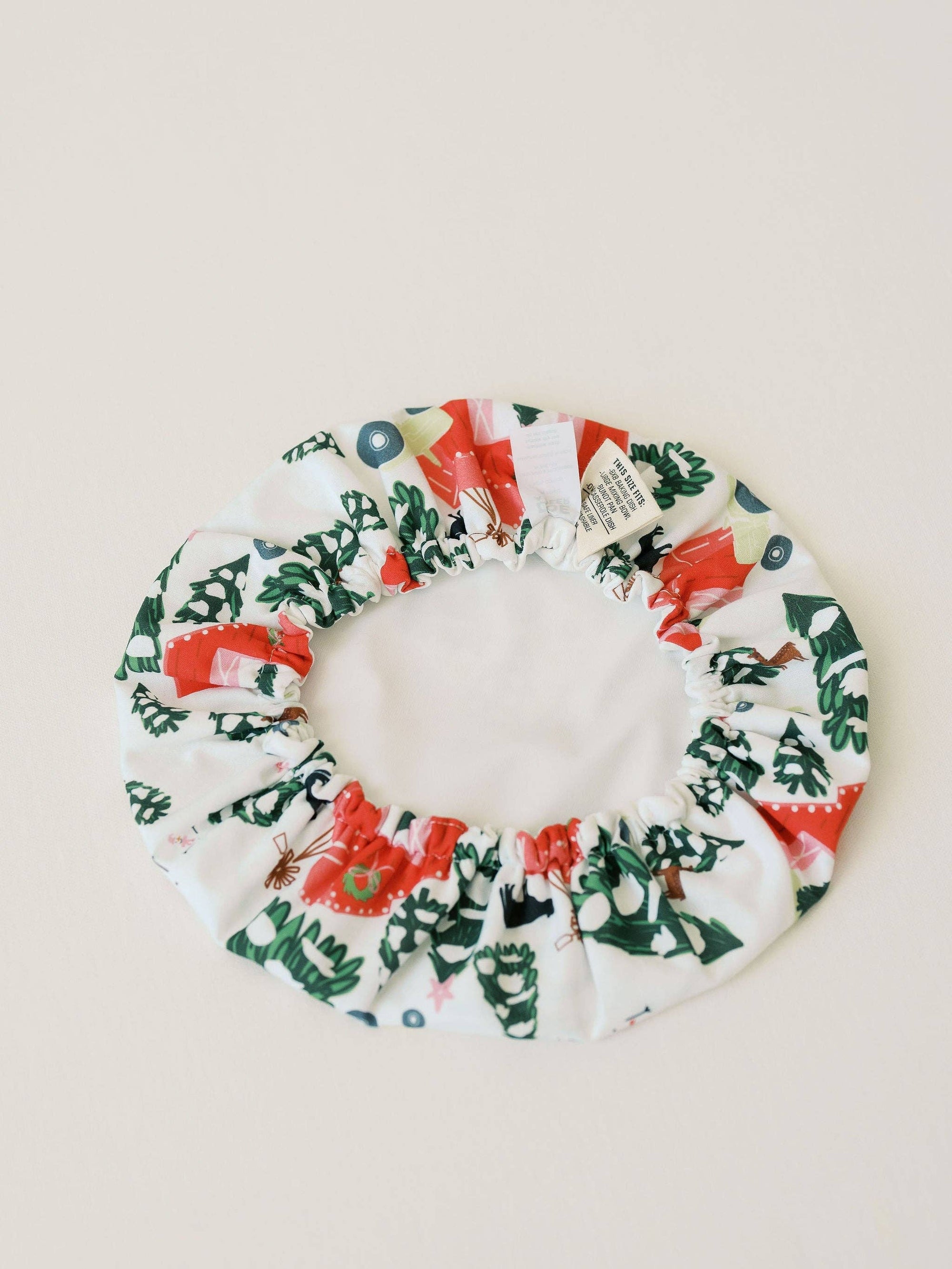 Festive Farm 10.5" Bowl Cover | Holiday Baking, Christmas Doe A Deer 