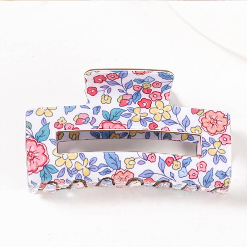 JUMBO FLORAL RECTANGLE HAIR CLAW CLIPS | 40H936: B JOSSLYN by wall to wall 