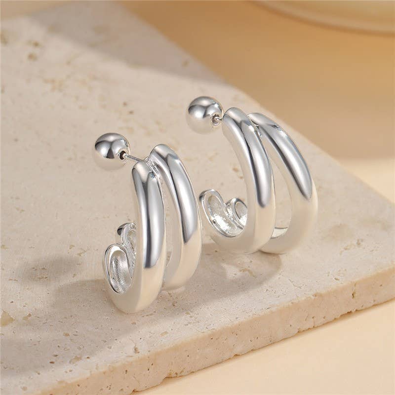 Double-Hoop Sculptural Earrings | 40E491: SILVER JOSSLYN by wall to wall 
