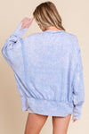 Sky Blue Mineral Washed Side Slit Detail Sweatshirt Long sleeve sewn and seen 