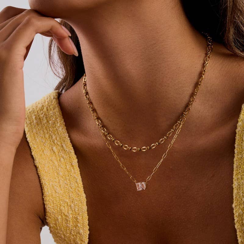 Layered Gold-Tone Crystal Necklace Set | 40NK9620: GOLD JOSSLYN by wall to wall 