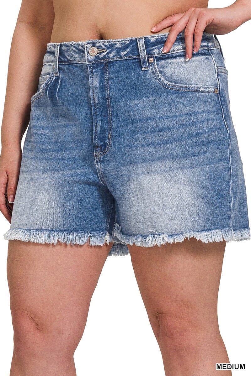 Medium Wash Stretch Denim Plus Size Shorts shorts Zenana 