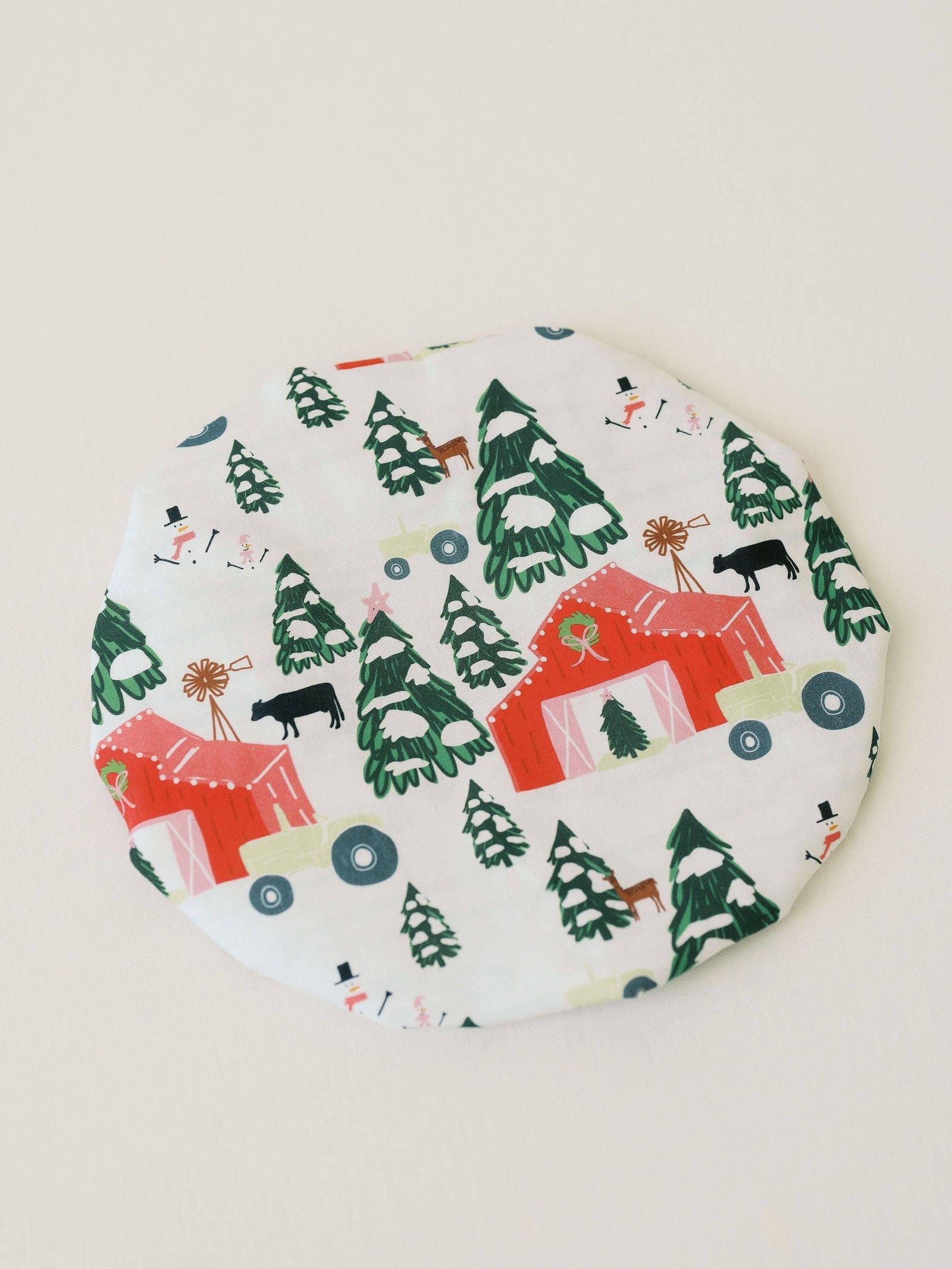 Festive Farm 10.5" Bowl Cover | Holiday Baking, Christmas Doe A Deer 