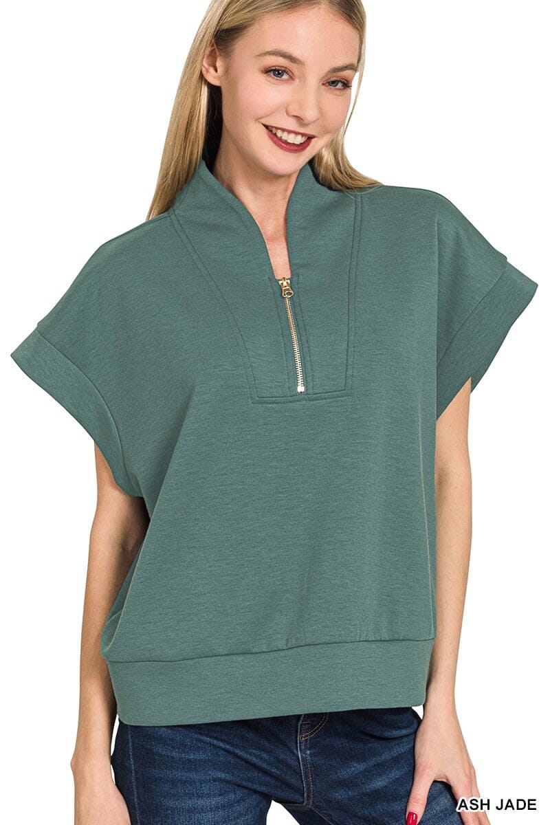 Ash Jade Scuba Half Zip Vest Short sleeve Zenana 