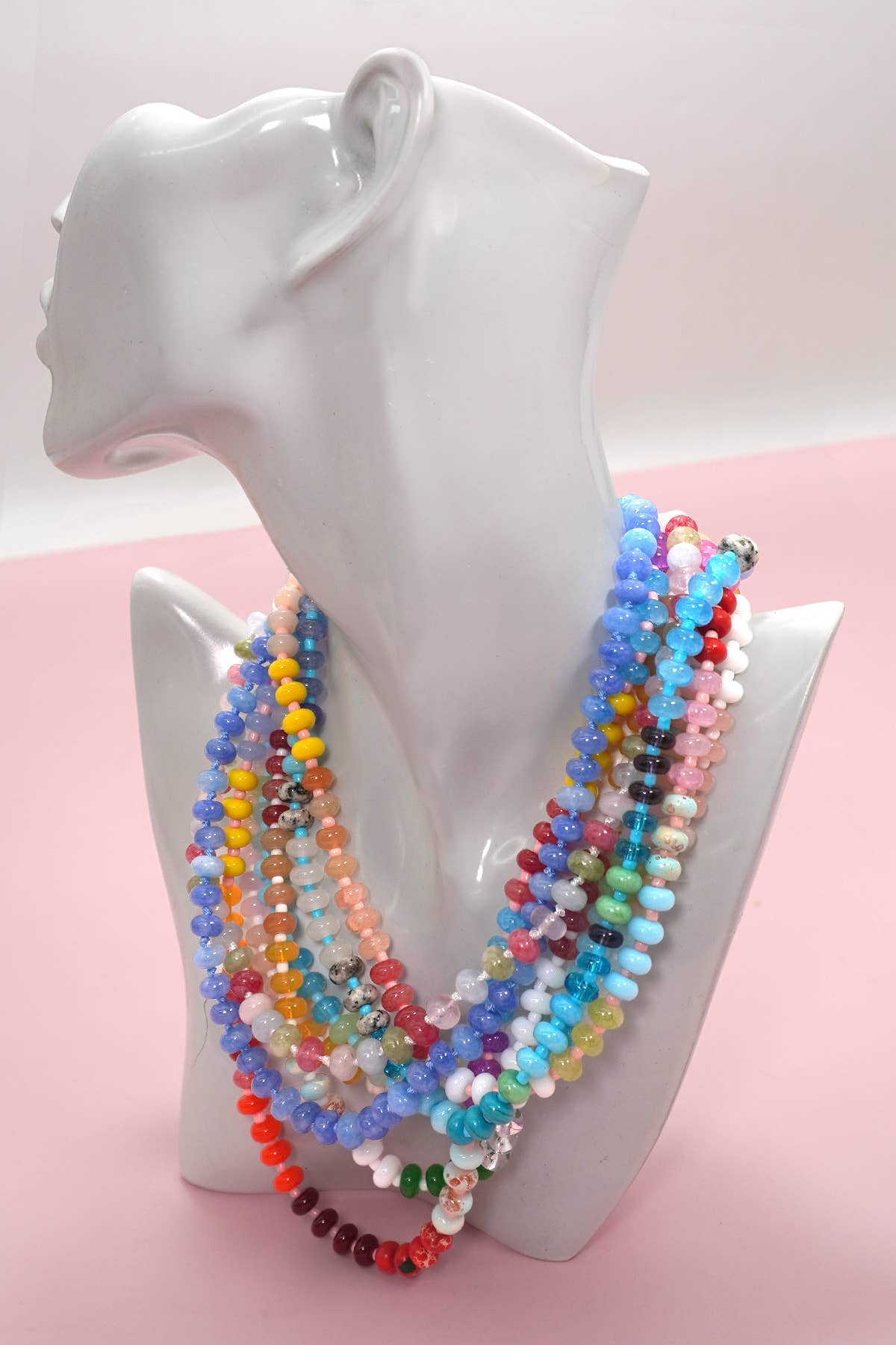 Natural Stone Semi-Precious Glass Mixed Necklace | 40NK9694: B JOSSLYN by wall to wall 