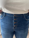Risen Mid Rise Button Fly Raw Hem Skinny Jeans Bottoms Risen 
