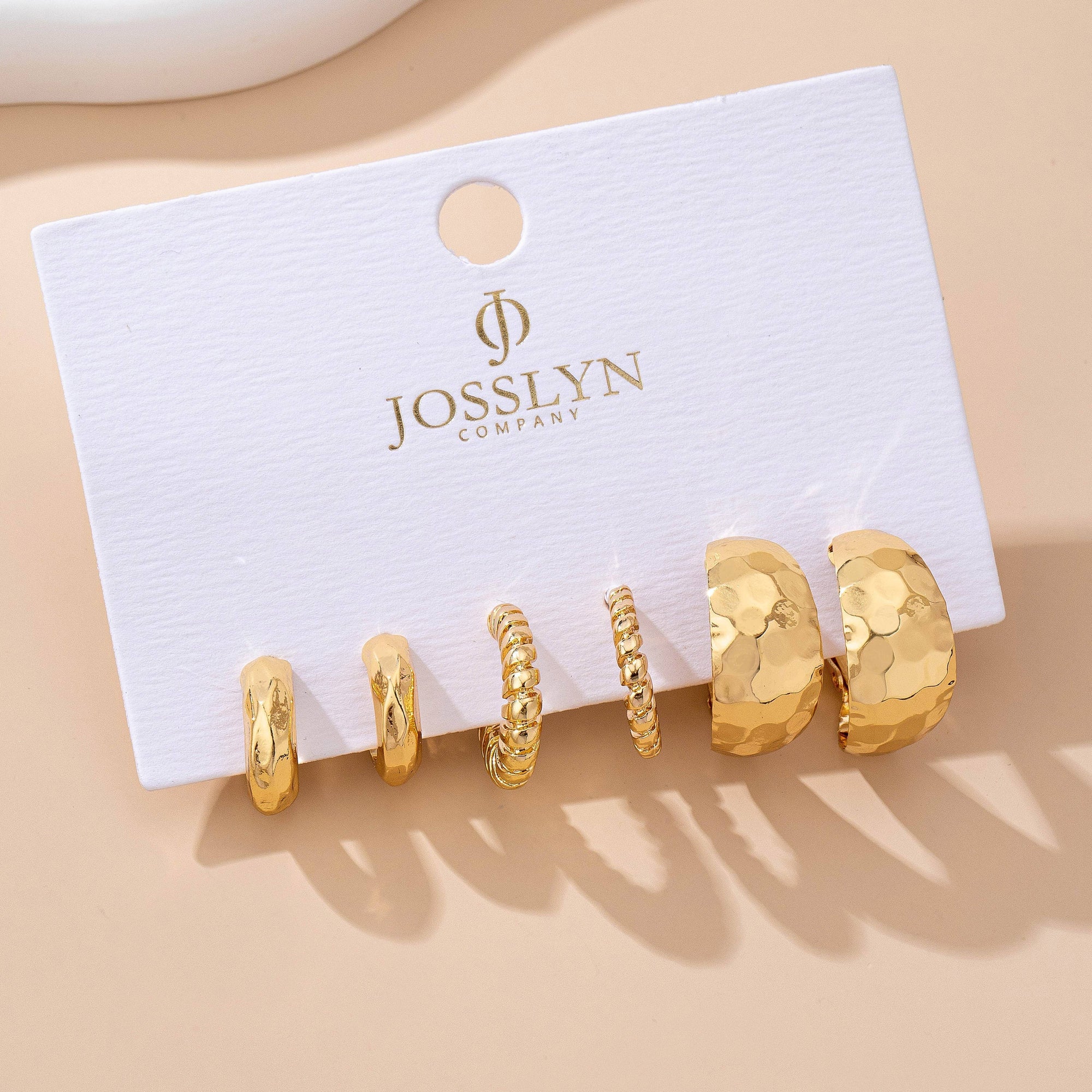 Mixed Texture Gold Crescent Hoop Trio Earring Set | 80E61795: GOLD JOSSLYN by wall to wall 