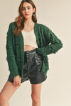 Forest Green Cable Knit Cardigan The Humming Arrow Boutique 
