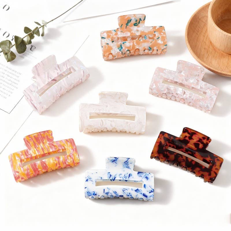 Marbled Acetate Rectangle Hair Claw Clips | 40H1041: TORT JOSSLYN by wall to wall 