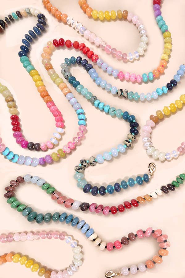 NATURAL AGATE GLASS SEMI PRECIOUS BEAD NECKLACE | 80N896: 1E JOSSLYN by wall to wall 