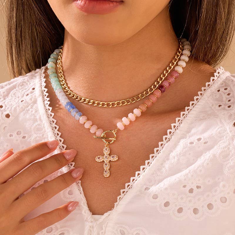Multi Layer Pendant Resin Beaded Necklaces | 40NK9753: HEART JOSSLYN by wall to wall 