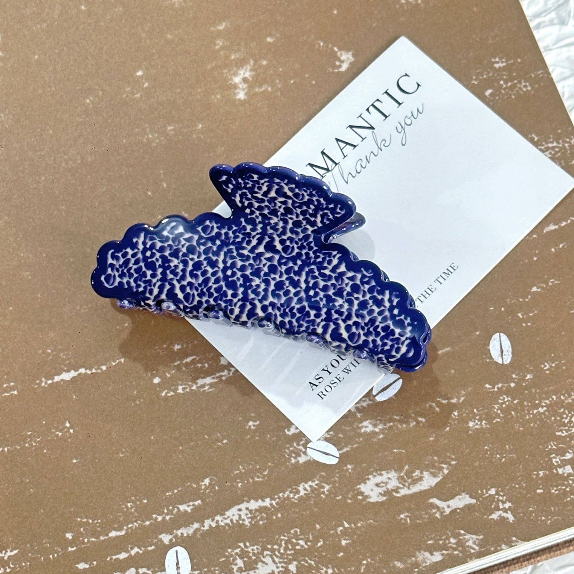 VINTAGE PORCELAIN STYLE HALF MOON HAIR CLAW CLIPS | 40H964: Blue JOSSLYN by wall to wall 