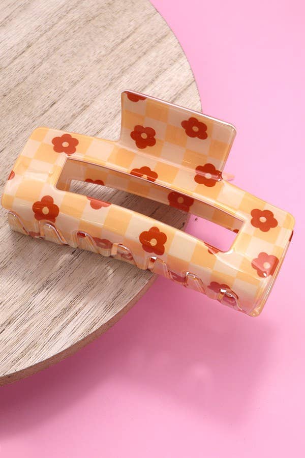 DAISY CHECKER HAIR CLAW CLIPS | 40H727: Brown JOSSLYN by wall to wall 