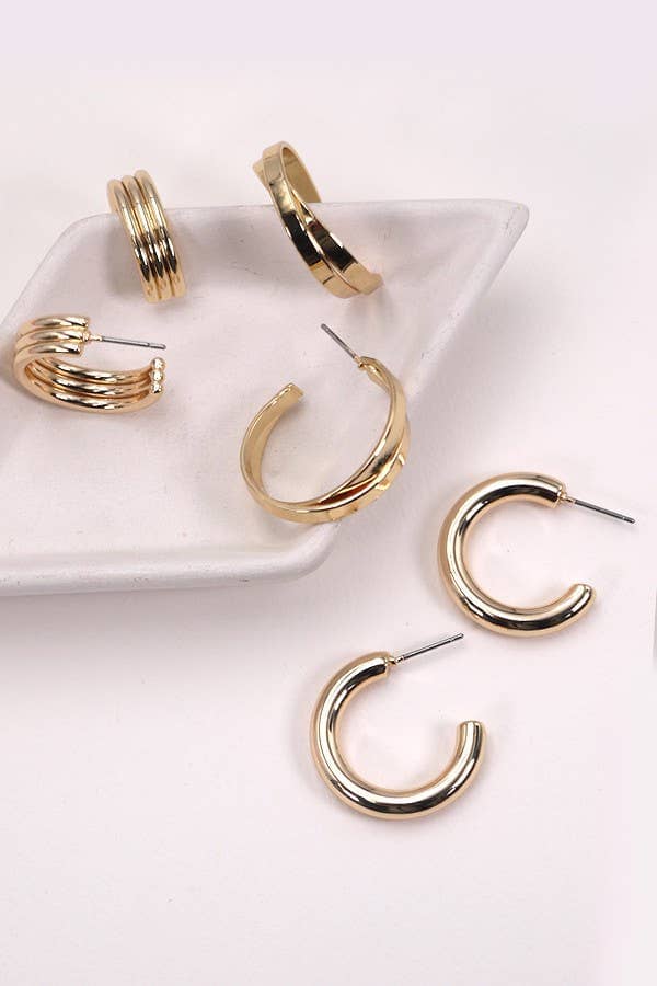 MULTI CLASSIC HOOP TRIO EARRINGS | 31E03865: Gold JOSSLYN by wall to wall 