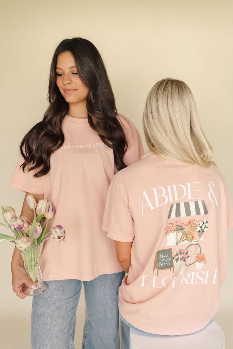 PREORDER | Abide and Flourish Blush Pink Graphic Tee Short sleeve Chaudoin Creations 