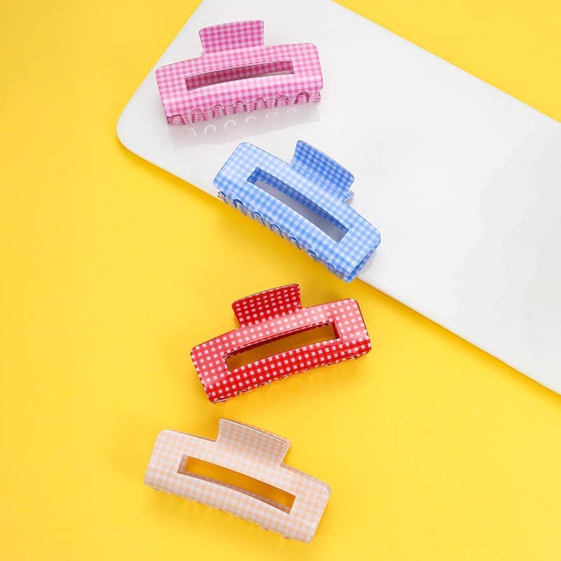 Large Pastel Gingham Hair Claw Clip | 40H1107: BUTTER YELLOW JOSSLYN by wall to wall 