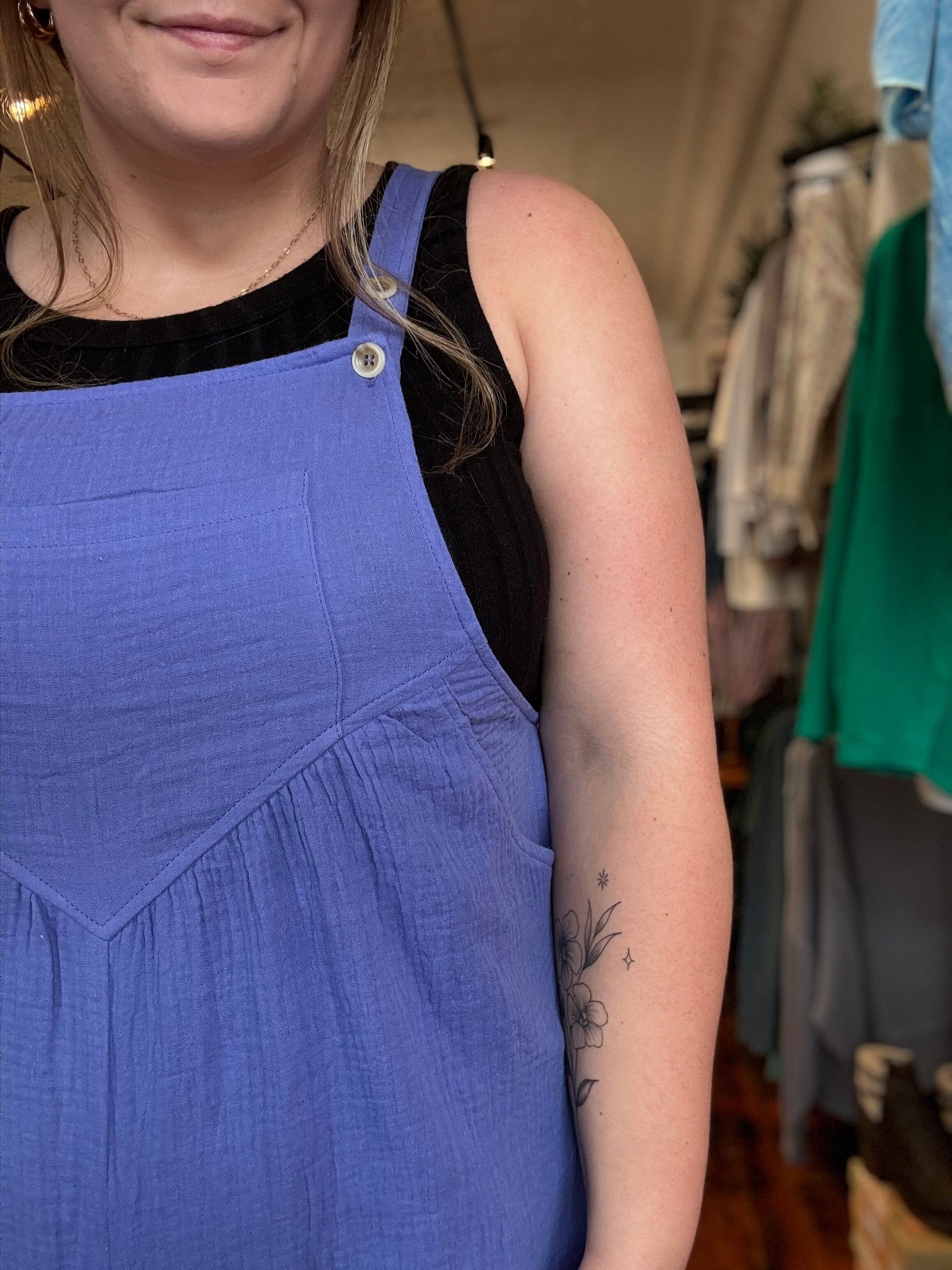 Azure Blue Pocket Wide Leg Jumpsuit Jumpsuit &amp; Rompers Heyson 