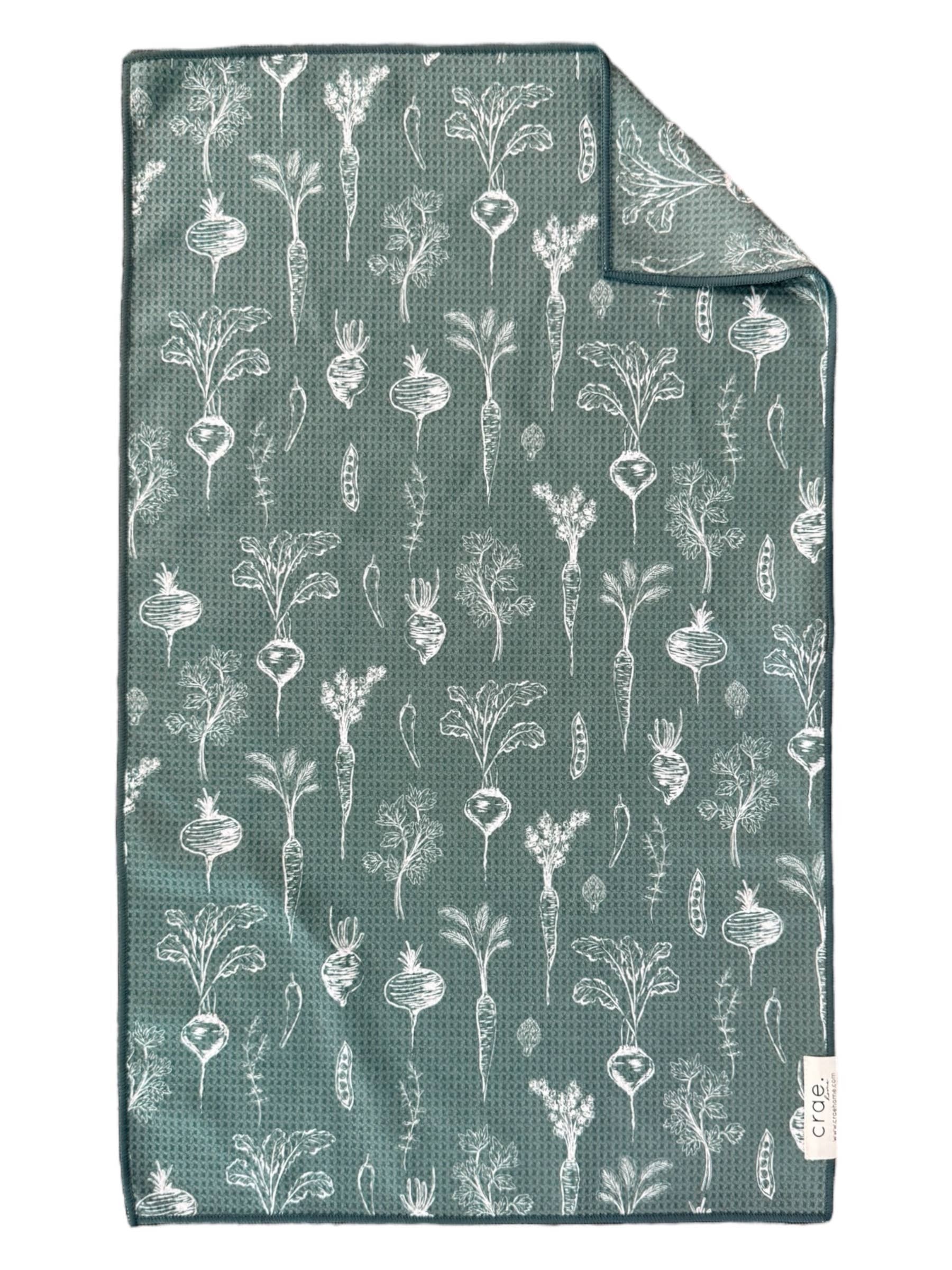 Green Thumb: Double-Sided Hand Towel: Green / 17x27 in / Hand Towel Crae.Home 