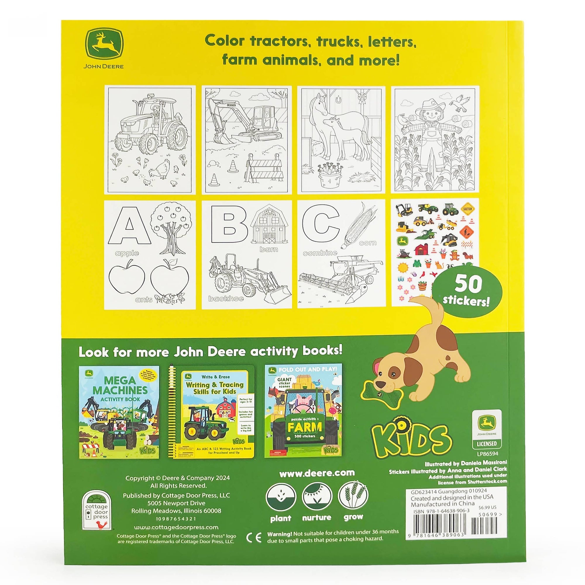 John Deere Kids Tractors, Trucks & Animals Coloring Book Cottage Door Press 