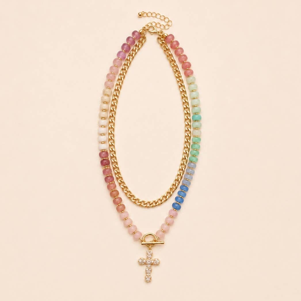 Multi Layer Pendant Resin Beaded Necklaces | 40NK9753: HEART JOSSLYN by wall to wall 