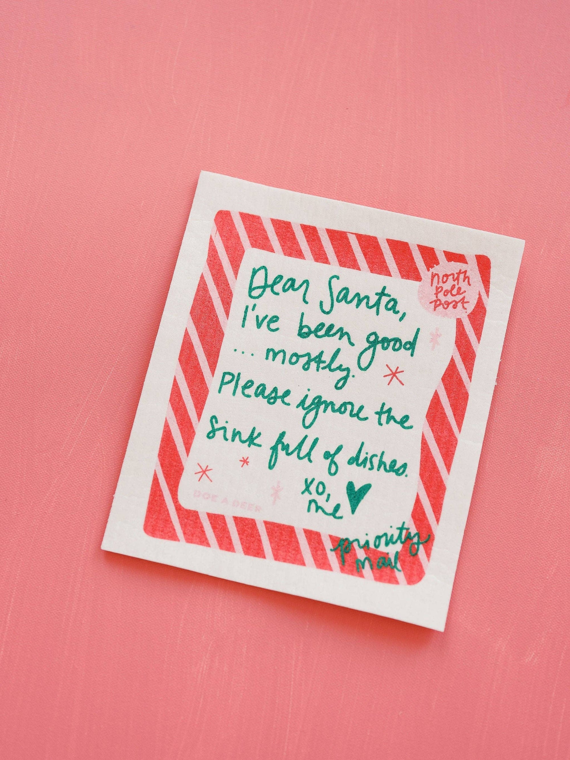 Dear Santa Swedish Dishcloth | Reusable, Holiday, Christmas Doe A Deer 