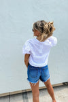 Liliana Off White Lace Up Top Short sleeve Blakely 