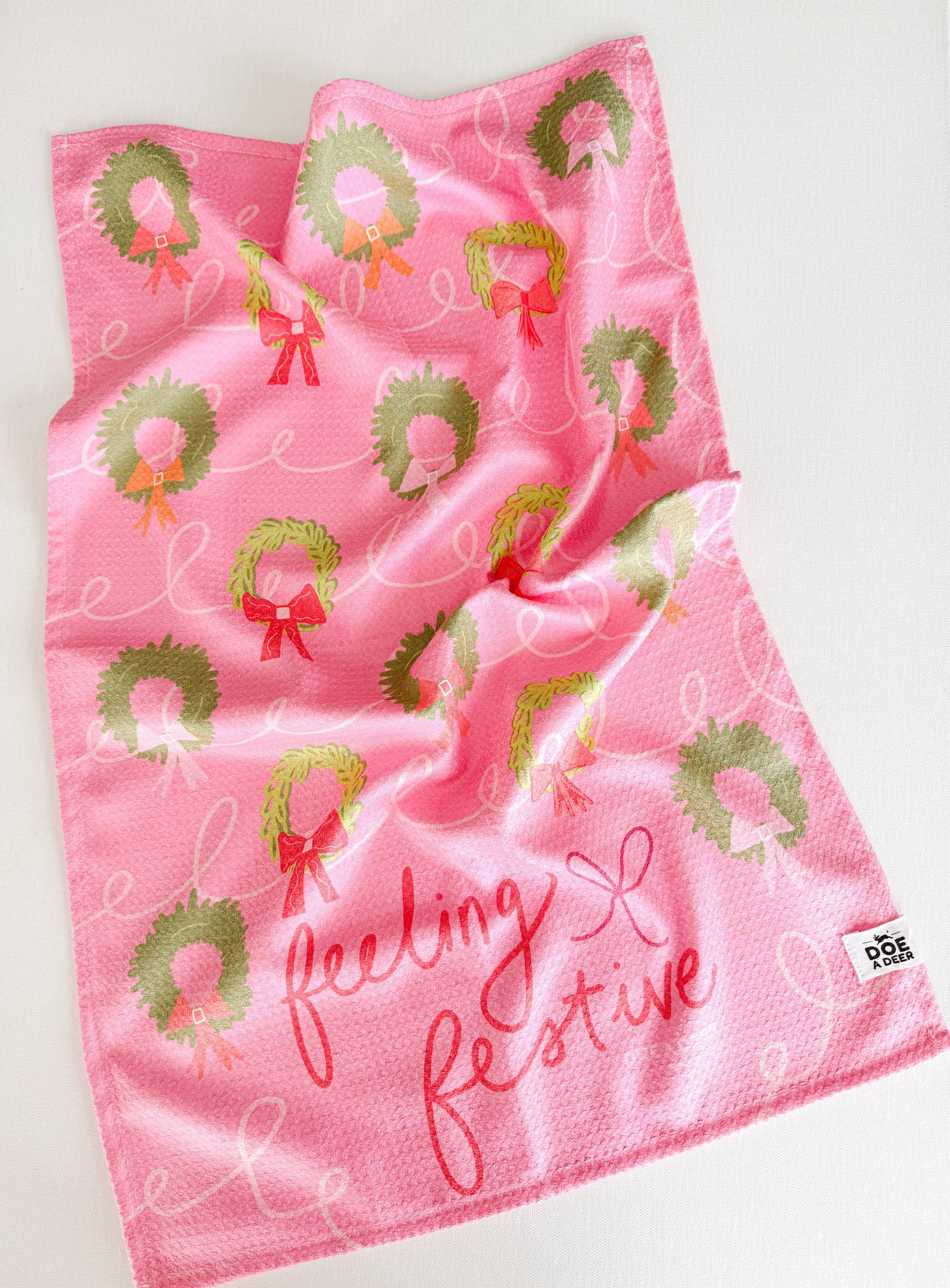 Feeling Festive Waffle Towel | Microfiber | Christmas Doe A Deer 