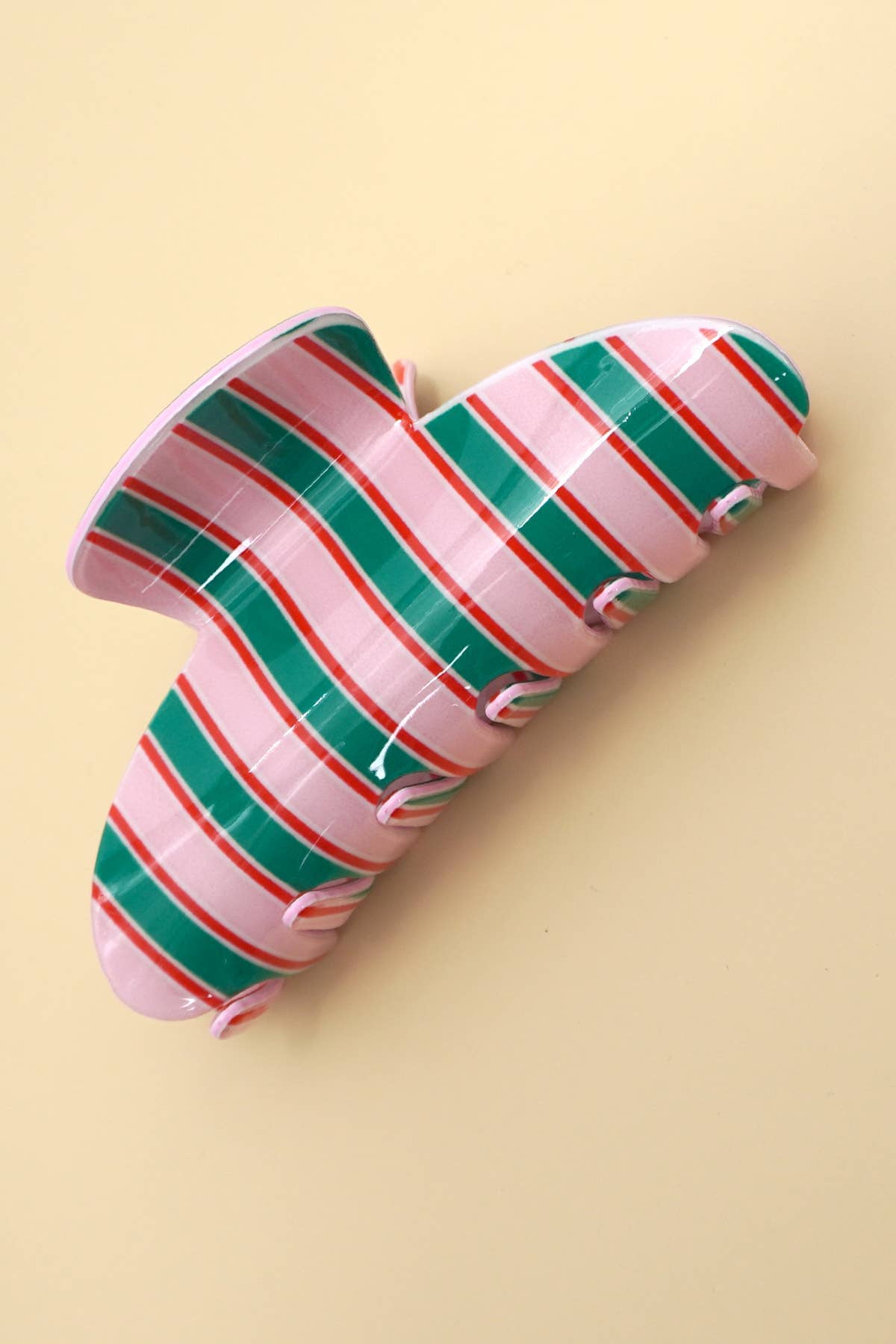 JUMBO STRIPE PLAID OVAL HAIR CLAW CLIPS | 40H1069: Blue JOSSLYN by wall to wall 