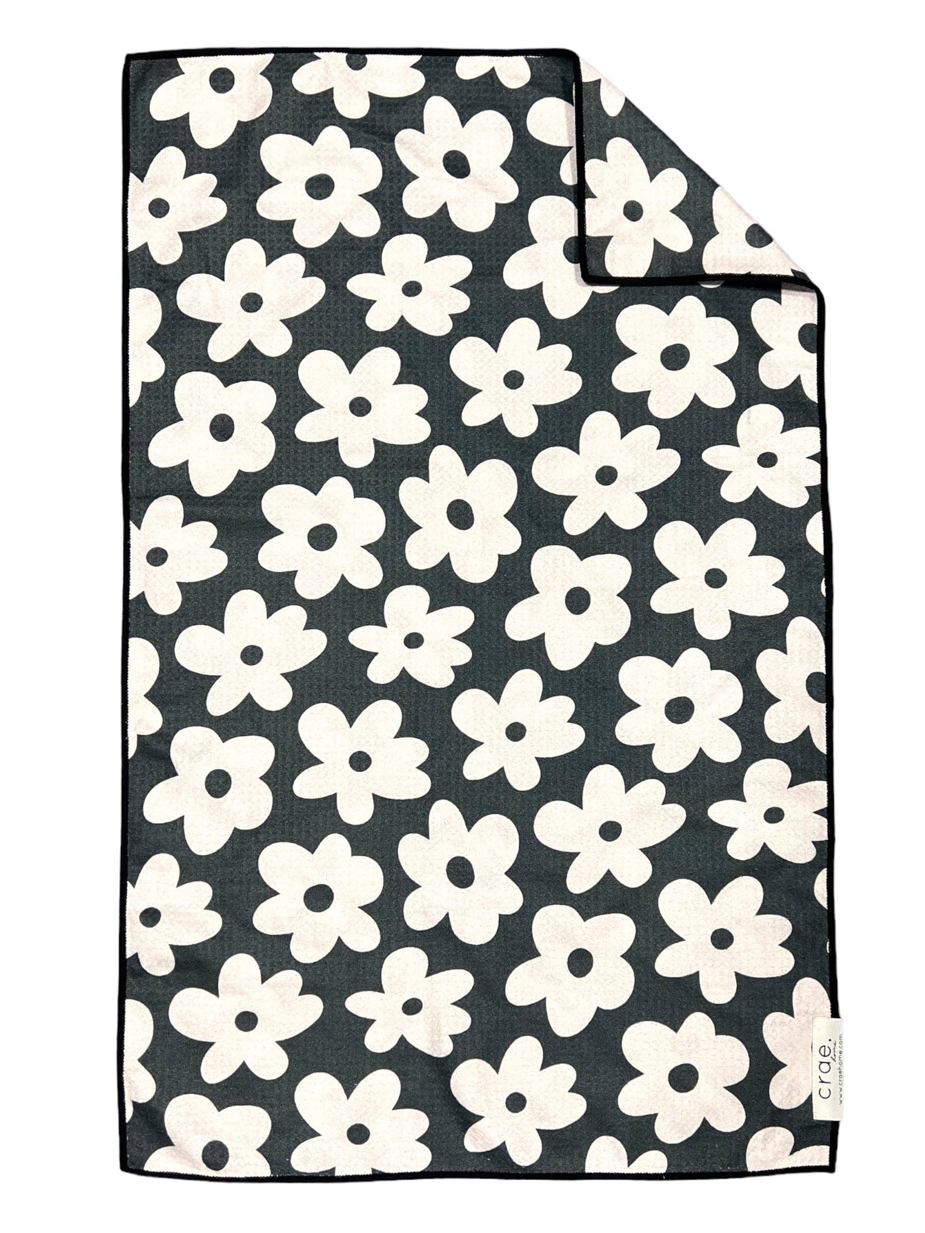 Lulus: Double-Sided Hand Towel: Charcoal/Cream / 17x27 in / Hand Towel Crae.Home 