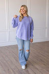 Periwinkle Round Bottom Split Hem Corded Crew Long sleeve moon Ryder 